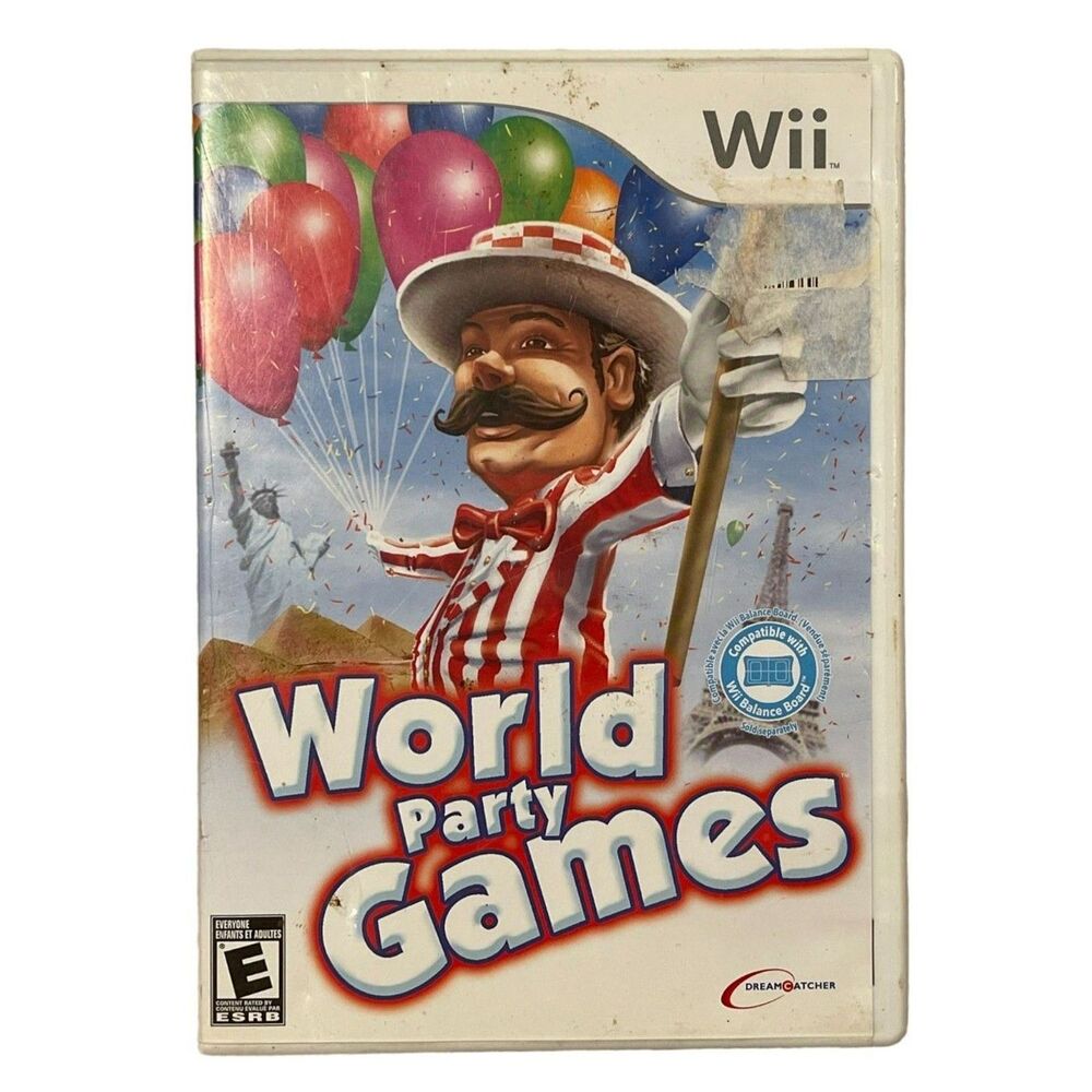World Party Games (Nintendo Wii) TESTED COMPLETE CASE DISC BOOK Video Game